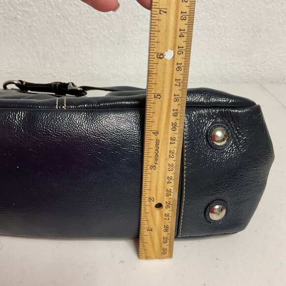 Coach pleated Gallery Tote black patent leather Shoulder Bag W/green Lining - Picture 14 of 15